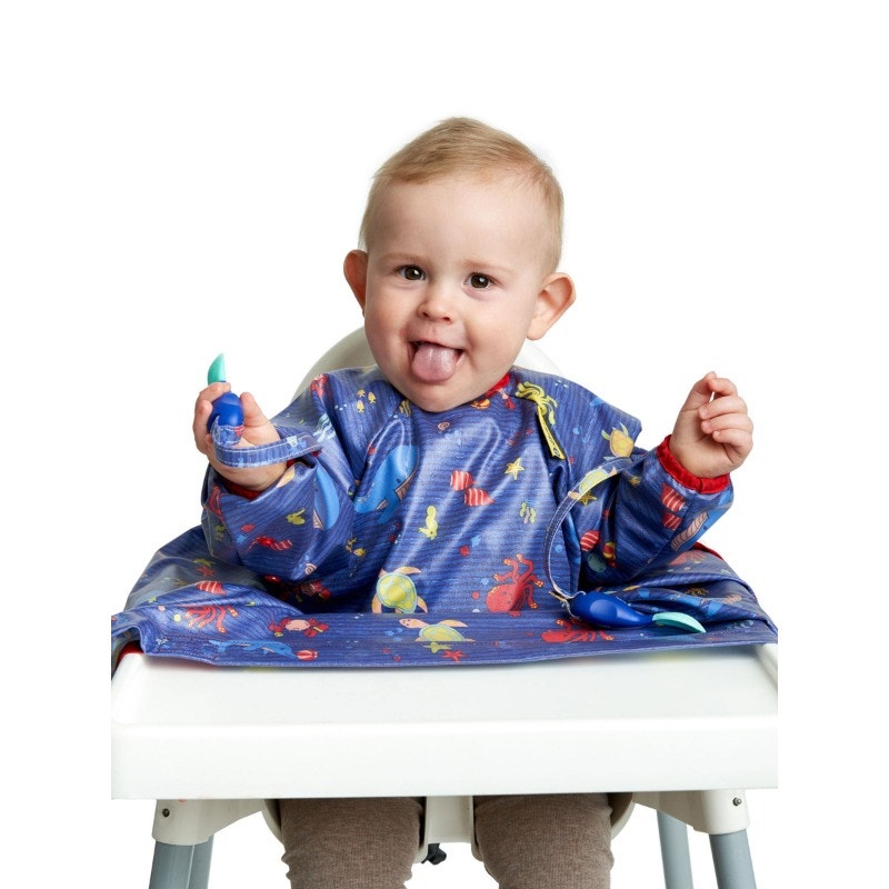 Bibado Baby Weaning Coverall Bib Long Sleeve Oceans of Fun Buy