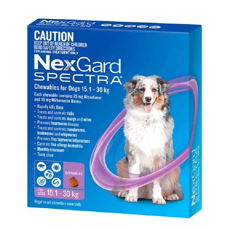 NexGard Spectra Chewables For Dogs Purple 15.1 to 30kg X 3